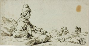 Mann ruht in Landschaft von David Teniers the Younger