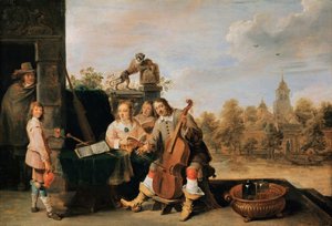 Selbstporträt mit Familie, ca. 1645 von David Teniers the Younger