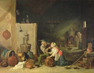 Der alte Mann und der Diener, 1800 von David Teniers the Younger