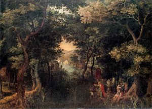 Landschaft mit dem Apostel Philippus, der den Eunuchen tauft, 1590-1632 von David Vinckboons
