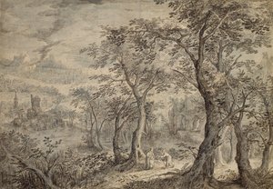 Bewaldete Landschaft mit der Versuchung Christi von David Vinckboons