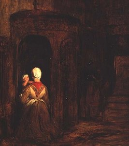 Frau mit Baby kniend an einem Beichtstuhl von David Wilkie