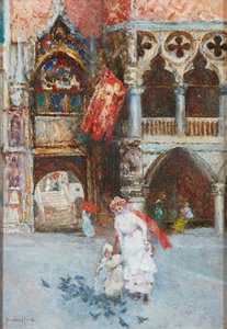 Tauben füttern, Markusplatz, Venedig von David Woodlock