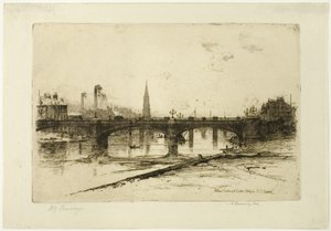 Albert-, Eisenbahn- und Victoria-Brücken, Platte sechs aus dem Clyde-Set von David Young Cameron