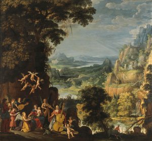 Landschaft mit der Flucht nach Ägypten, ca. 1610-40 von David Teniers the Elder