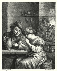Die rauchende Frau (Gravur)