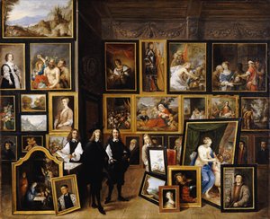 Erzherzog Leopold Wilhelm in seiner Gemäldegalerie, mit dem Künstler und anderen Figuren von David Teniers the Younger