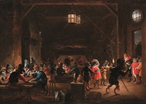 Wachraum mit Affen, um 1633 von David the Younger Teniers