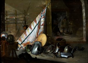 Innenansicht einer Waffenkammer von David the Younger style of Teniers