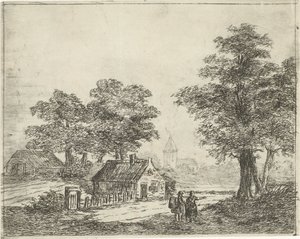 Landschaft mit Spaziergängern