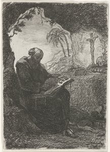 Mönch in einer Grotte
