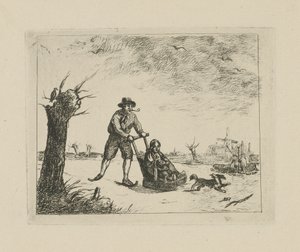 Winterlandschaft mit Schlittschuhläufer