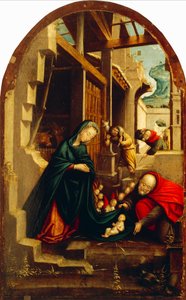 Geburt Christi mit anbetenden Engeln und Hirten