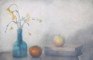 Gelassene Blumen Äpfel Bücher von Delphine Devos