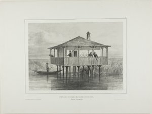 Ungarische Militärkolonie Post, Linkes Ufer der Donau von Denis Auguste Marie Raffet