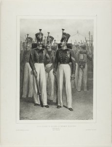 Unteroffizier und Soldaten des Wolhynischen Regiments (Kaiserliche Garde), Lager Vosnessensk von Denis Auguste Marie Raffet