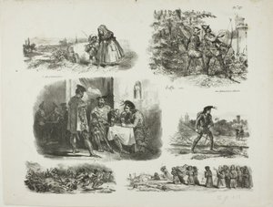 Blatt mit Skizzen von Denis Auguste Marie Raffet