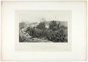 Ausfall der römischen Garnison..., aus Souvenirs d’Italie: Expédition de Rome von Denis Auguste Marie Raffet
