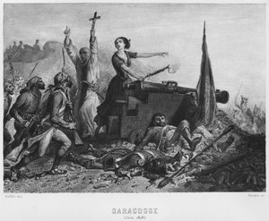 Die Belagerung von Saragossa im Juni 1808, gestochen von Augustin Burdet (geb.1798)