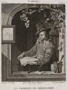 Der Chemiker in Meditation, nach Gabriel Metsu von Denis Sebastien Leroy
