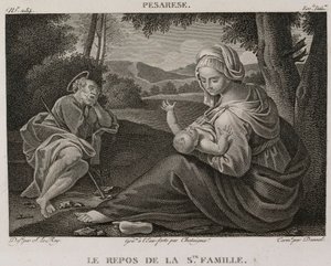 Die Ruhe der heiligen Familie, nach Il Pesarese