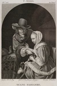 Familienszene, nach Frans van Mieris dem Älteren von Denis Sebastien Leroy