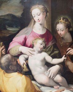 Die mystische Hochzeit der Heiligen Katharina von Denys Calvaert or Calvart