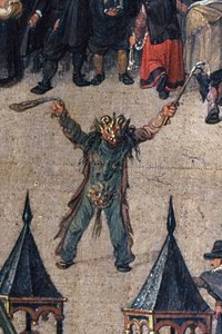 Der Triumph der Erzherzogin Isabella im Ommegang in Brüssel am 31. Mai 1615, Detail einer Figur im Teufelskostüm, 1615 (Detail) von Denys van Alsloot