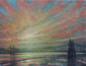 Sonnenuntergang an der Hammersmith-Brücke von Derek Hare