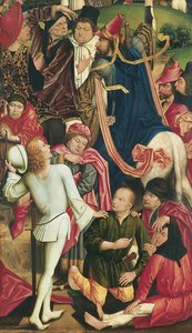 Ritter und Soldaten spielen Würfel um das Gewand Christi von Derick Baegert