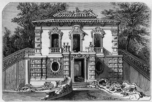 Yuanmingyuan Europäischer Palast, der perfekte Klarheitsgarten im Sommerpalast in der Nähe von Peking (Beijing). Gravur nach einer Zeichnung von Deroy, in Le Tour du Monde, Nouveau journal des Voyages, herausgegeben von Edouard Charton, Paris