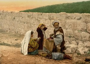 Wandernder Schuhmacher von Jerusalem, Heiliges Land, ca. 1890-ca. 1900 von Detroit Photographic Co.