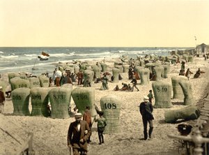 Männerbadeplatz, Norderney, Deutschland, ca. 1900 (Fotochrom)