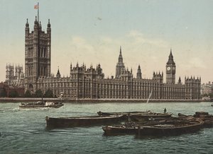 Houses of Parliament vom Fluss aus, London, um 1890-1900