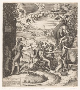 Vorbereitungen für das Hochzeitsfest von Amor und Psyche (linker Teil)