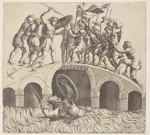 Horatius Cocles entkommt im Tiber