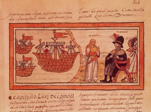 Die indianische Prinzessin Malinche oder Dona Marina, Geliebte von Hernando Cortes (1485-1547), die für ihn dolmetscht