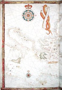 Italien, Griechenland und die Kykladen, Detail aus einem Weltatlas, 1565