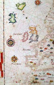 Die Britischen Inseln, Iberien und Nordwestafrika, Detail aus einem Weltatlas, 1565 von Diego Homem
