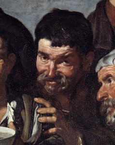 Der Triumph des Bacchus oder „Die Betrunkenen“ (Detail eines betrunkenen Gesichts) von Diego Velázquez