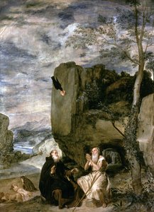 Der heilige Antonius der Große und der heilige Paulus der Erste Einsiedler, ca.1642