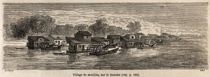 Ein Dorf der Mühlen an der Donau, Zeichnung von Lancelot zur Illustration von Victor Duruy