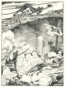 "Wir sahen die Drachenwelpen zum Teich gehen, um zu trinken und sich zu reinigen" von Dion Clayton Calthrop