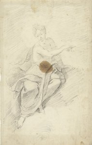 Studie einer Nymphe oder Göttin, die in den Wolken sitzt von Dionys van Nijmegen (possibly)