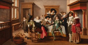 Eine fröhliche Gesellschaft in einem Innenraum, ca. 1615-1625 von Dirck Hals
