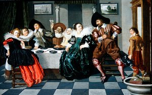 Elegante Gesellschaft an einem Tisch in einem Innenraum von Dirck Hals