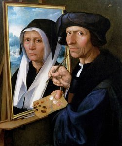 Jacob Cornelisz. van Oostsanen malt ein Porträt seiner Frau