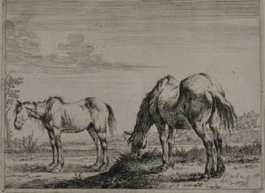 Weidendes Pferd, Platte drei aus der Serie der Pferde