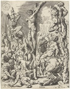 Christus am Kreuz von Dirck Volckertsz. Coornhert (attributed to)
