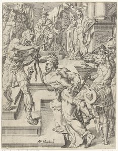 Christus vor Kajaphas von Dirck Volckertsz. Coornhert (attributed to)